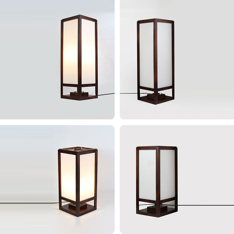 Traditional Chinese Walnut Arc Floor Lamp