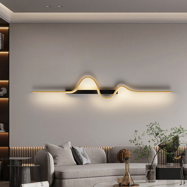 Modern Minimalist Long Wave Design Aluminum LED Wall Sconce