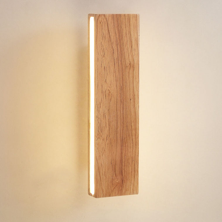 Japanese Minimalist Log Rectangular Flat Wall Sconce