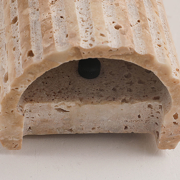 Traditional Japanese Beige Travertine LED Wall Sconce