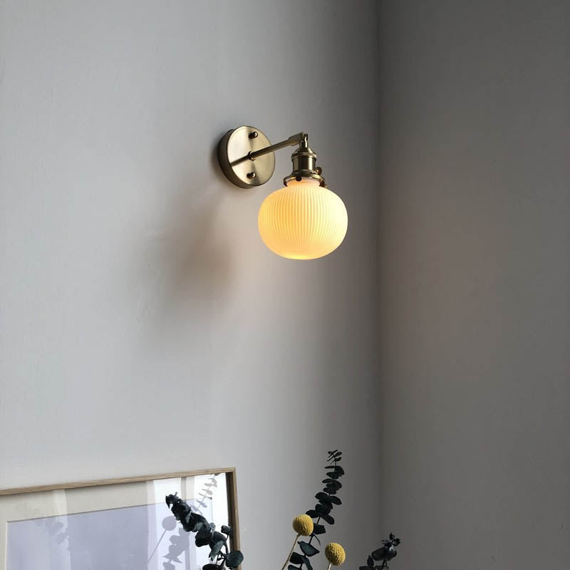 Japanese Retro Minimalist Cylinder Oval Brass Wall Sconce