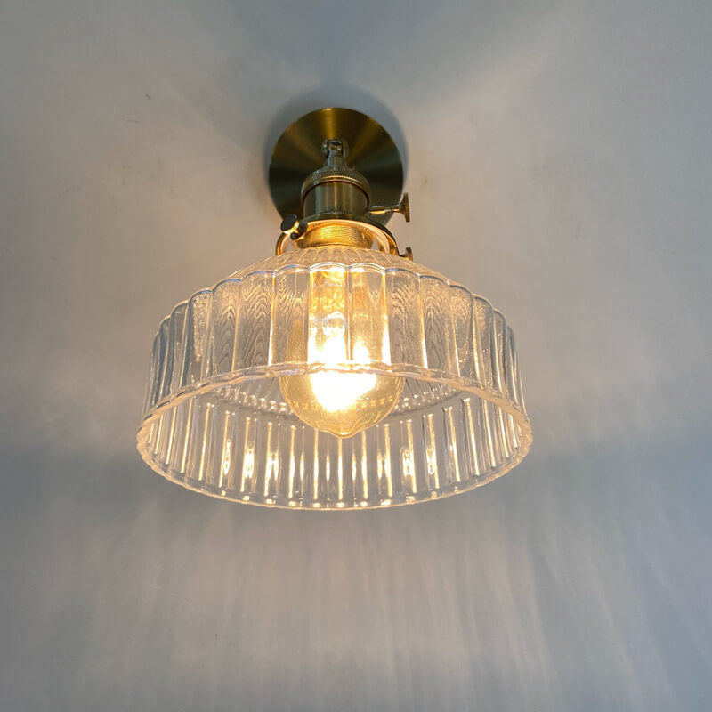 Nordic Dome Glass Shade Brass 1-Light Wall Sconce