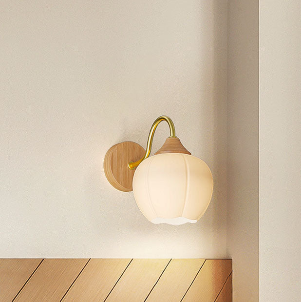 Contemporary Nordic Iron Glass Striped Round Log Wall Sconce