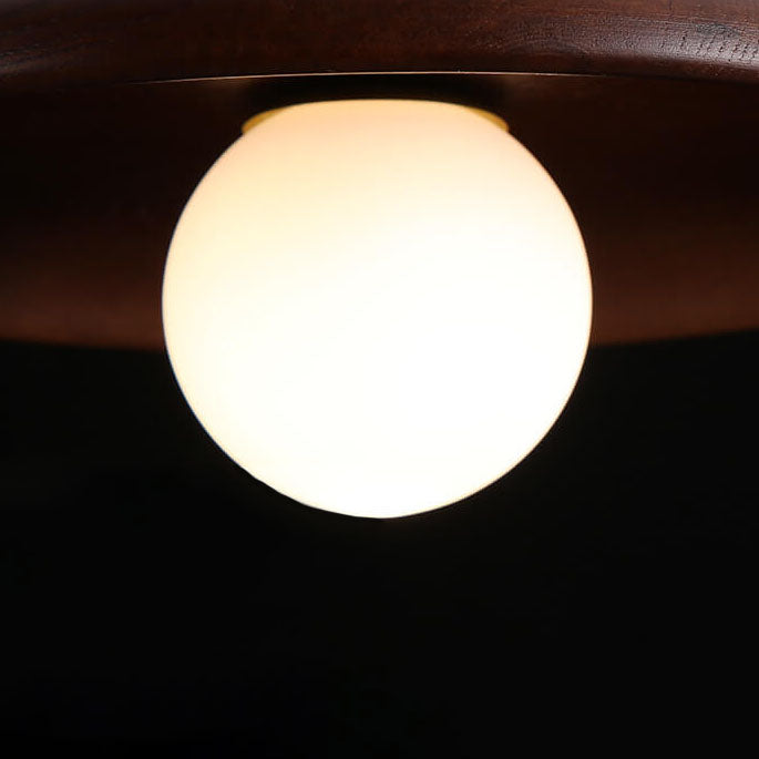 Modern Minimalist Round Disc Solid Wood 1-Light Wall Sconce