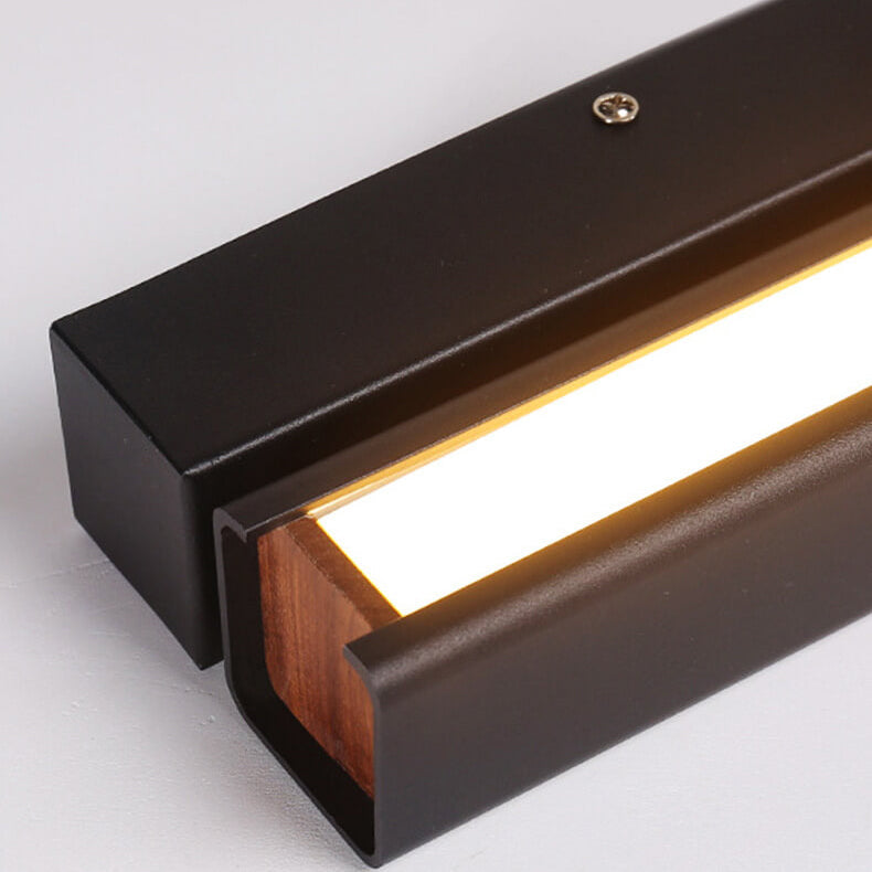 Modern Minimalist Rectangular Aluminum Iron Wood Rotatable Wall Sconce