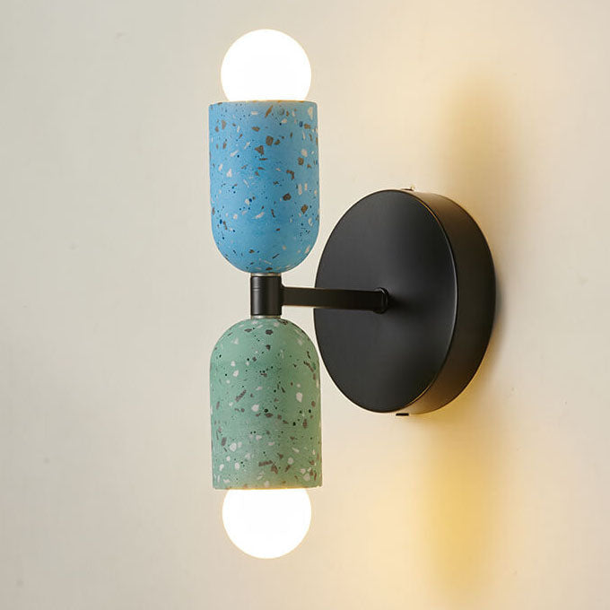 Modern Japanese Wabi-Sabi Iron Cement 2-Light Wall Sconce