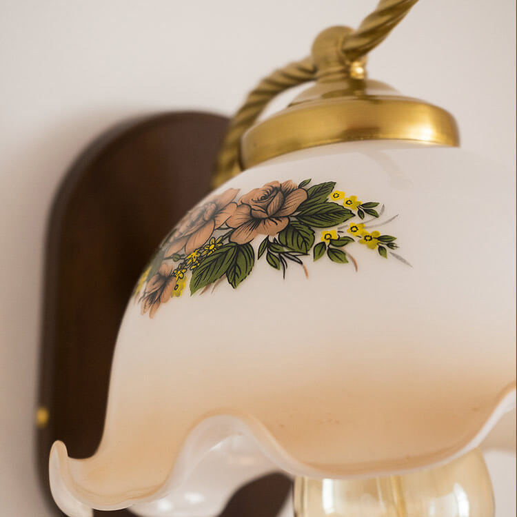 French Vintage Cream Glass Petal 1-Light Wall Sconce