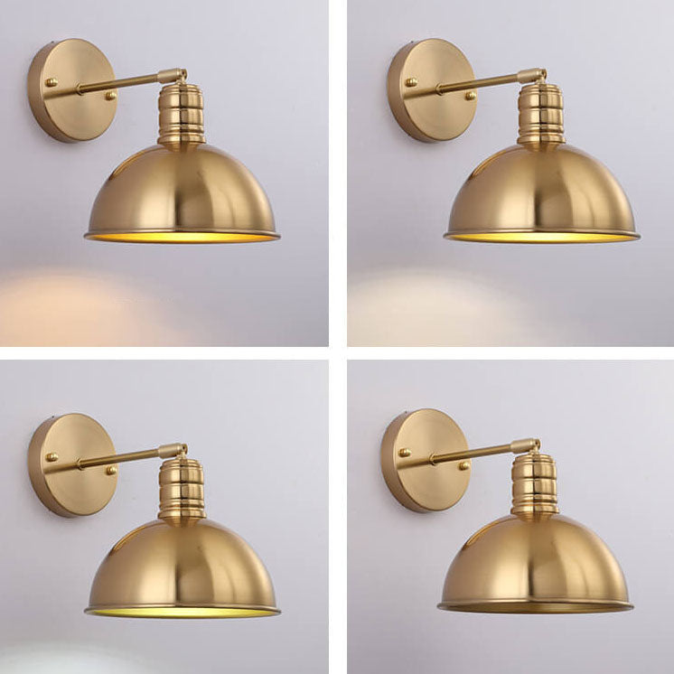 Contemporary Industrial Iron Plated Brass Cone Wall Sconce