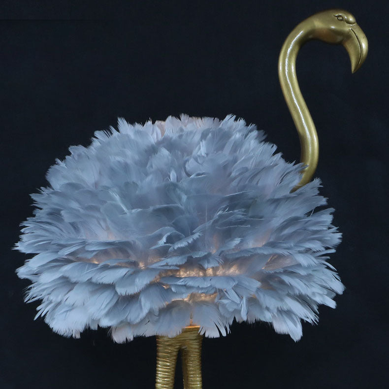 Nordic Goose Feather Metal Flamingo Ball 1-Light Table Lamp