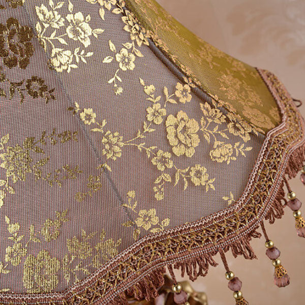 European Vintage Fabric Tassel Resin Court Table Lamp