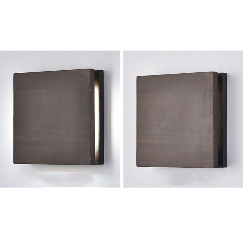 Japanese Wabi-Sabi Log Wood Rectangular LED Wall Sconce
