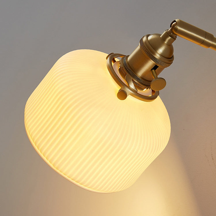 Modern Minimalist Striped Ceramic Jar 1-Light Wall Sconce