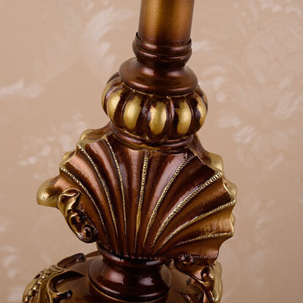 European Vintage Fabric Tassel Resin Court Table Lamp