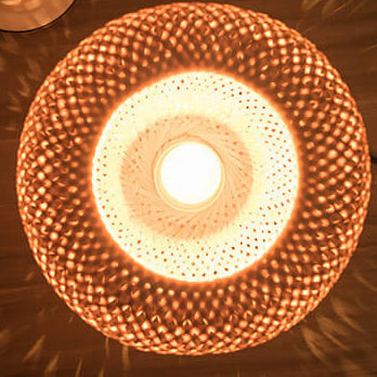 Traditional Chinese Moso Bamboo Wood Iron Weaving Table Lamp
