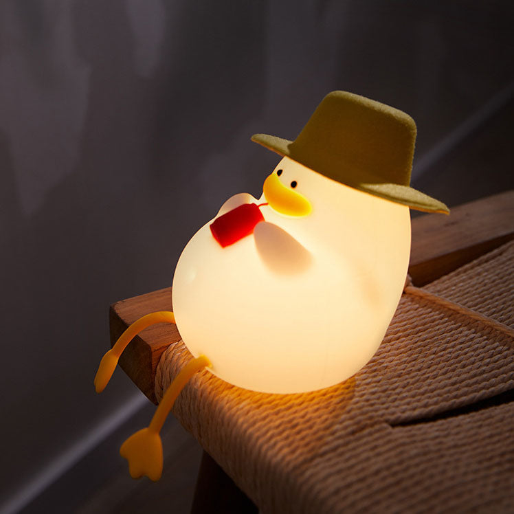 Creative Cartoon Silicone Duck Pat LED Night Table Lamp