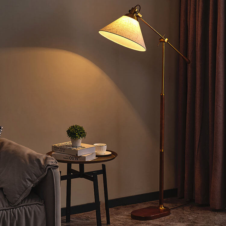 Vintage Black Walnut Floor Lamp