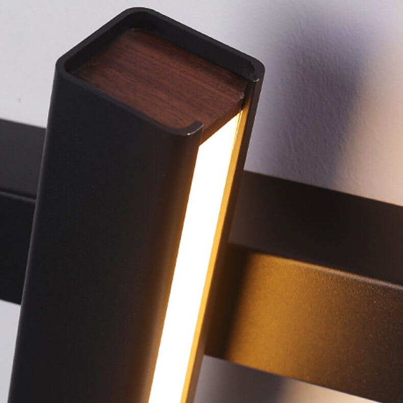 Modern Minimalist Rectangular Aluminum Iron Wood Rotatable Wall Sconce