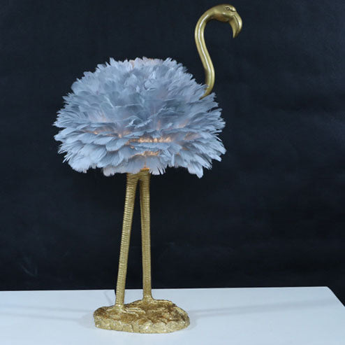 Nordic Goose Feather Metal Flamingo Ball 1-Light Table Lamp