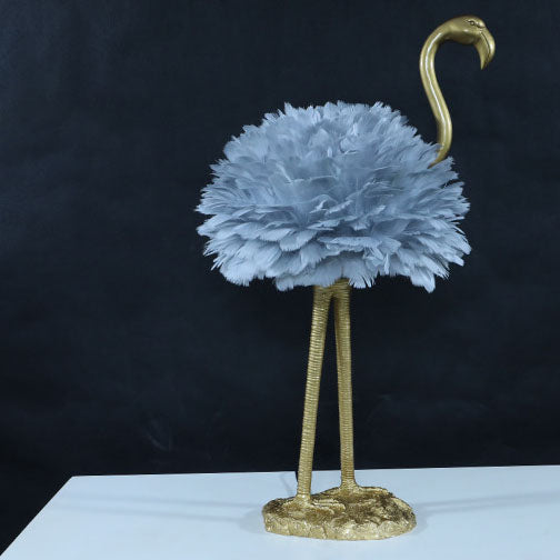 Nordic Goose Feather Metal Flamingo Ball 1-Light Table Lamp