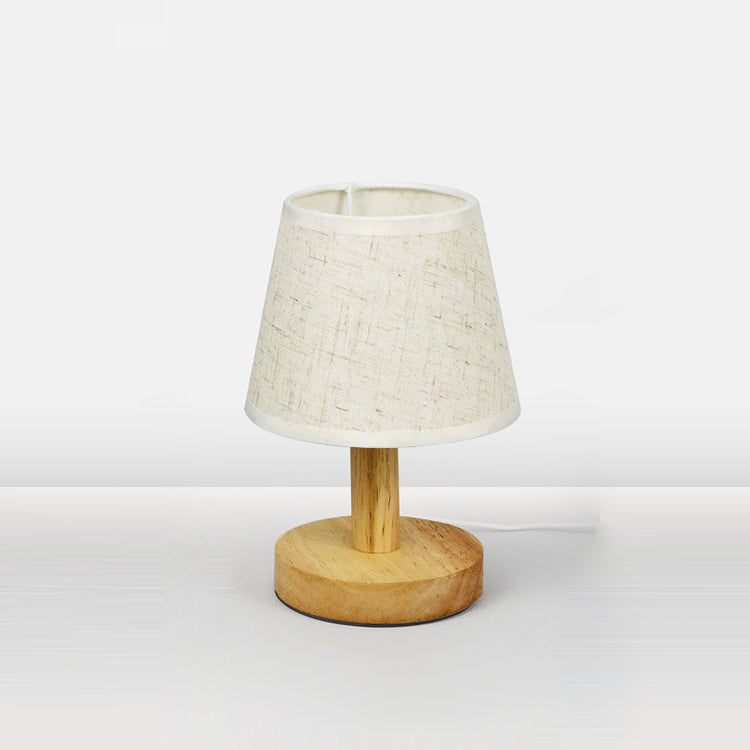 Nordic Round Wood Fabric LED Table Lamp