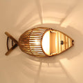 Vintage Bamboo Weaving Fish Shaped 1-Light Wall Sconce