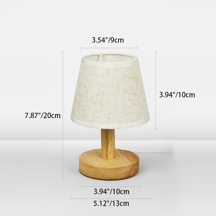 Nordic Round Wood Fabric LED Table Lamp