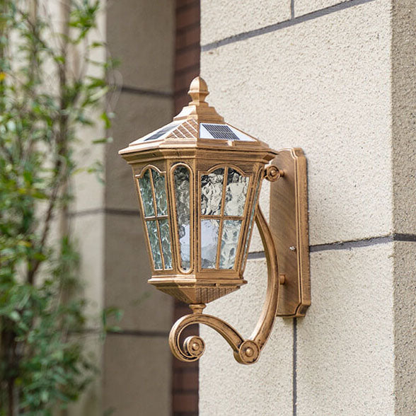 Traditional European Solar Outdoor Lantern Glass Wall Sconce