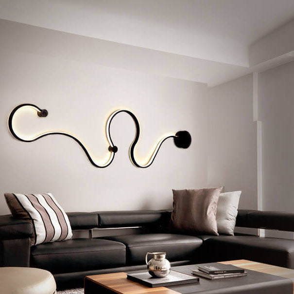 Modern Long Aluminum Snake Shaped Curved Wall Sconce