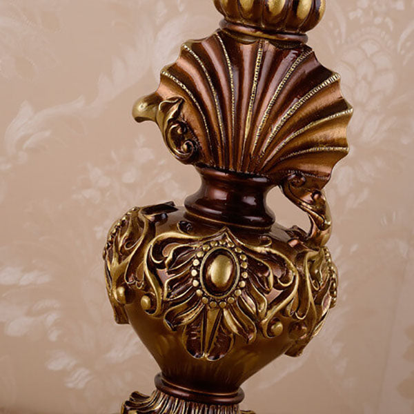 European Vintage Fabric Tassel Resin Court Table Lamp
