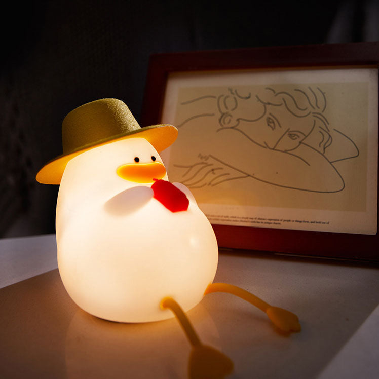 Creative Cartoon Silicone Duck Pat LED Night Table Lamp