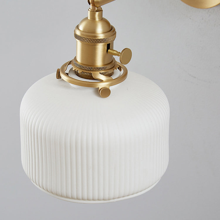 Modern Minimalist Striped Ceramic Jar 1-Light Wall Sconce