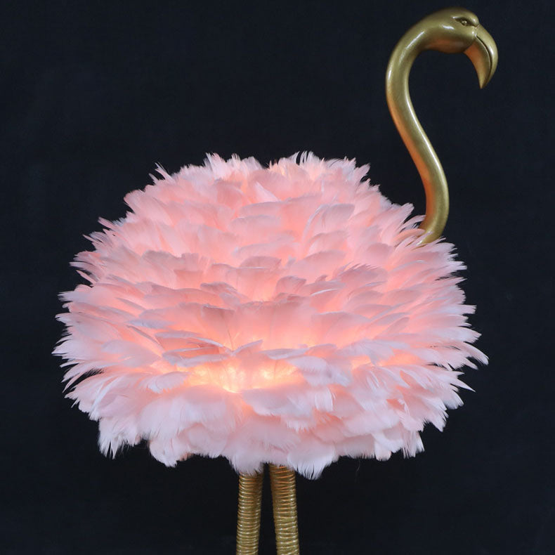Nordic Goose Feather Metal Flamingo Ball 1-Light Table Lamp