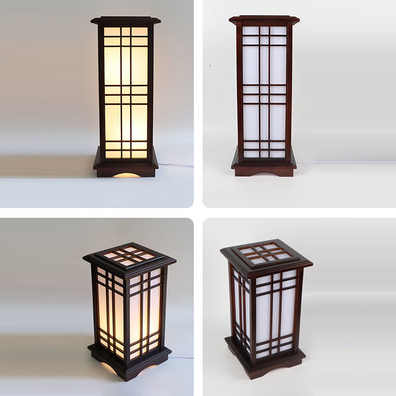 Traditional Chinese Walnut Arc Floor Lamp