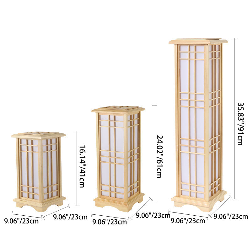 Japanese Natural Wood Floor Lamp