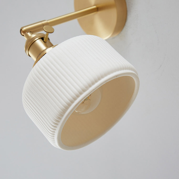 Modern Minimalist Striped Ceramic Jar 1-Light Wall Sconce