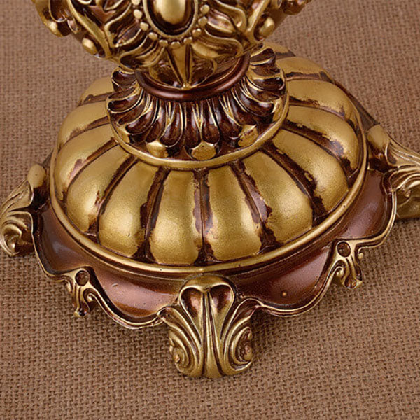 European Vintage Fabric Tassel Resin Court Table Lamp