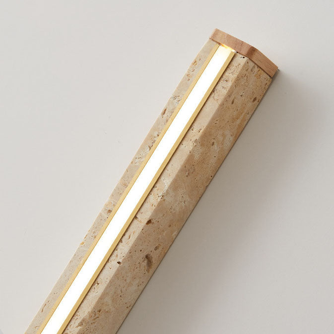 Japanese Wabi-Sabi Travertine Long Strip LED Wall Sconce