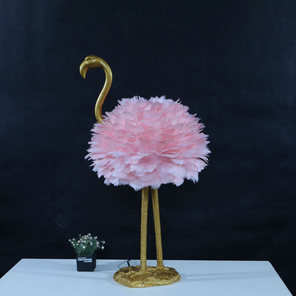 Nordic Goose Feather Metal Flamingo Ball 1-Light Table Lamp