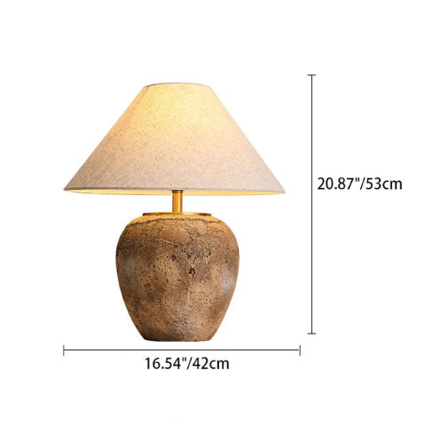 Modern Shabby Chic Cone Fabric Ceramic Jar Table Lamp