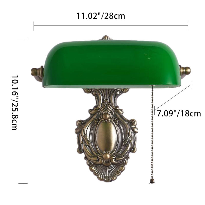 Retro Copper Green Glass Shade 1-Light Wall Sconce