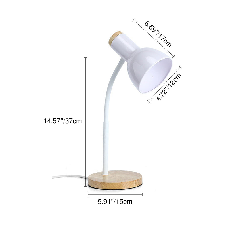 Modern Minimalist Iron Wooden Base Hose Foldable Table Lamp