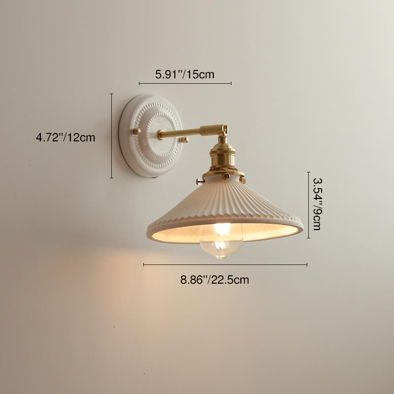Traditional Vintage Round Ceramic Brass 1-Light Wall Sconce