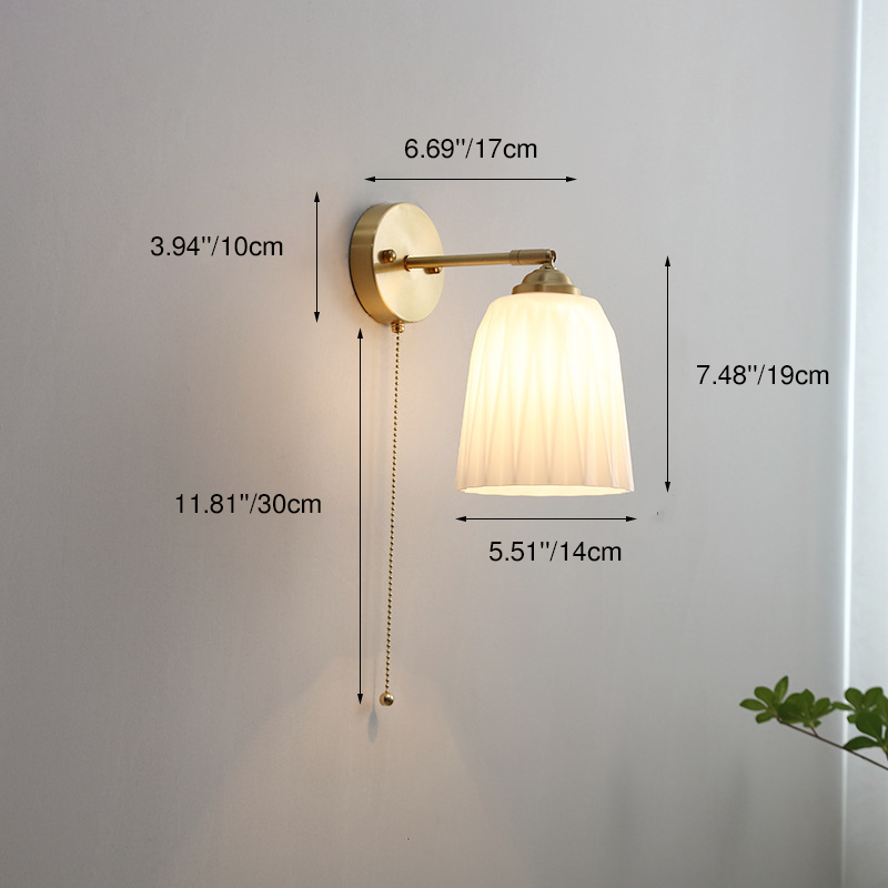 Contemporary Nordic Striped White Glass Brass Wall Sconce