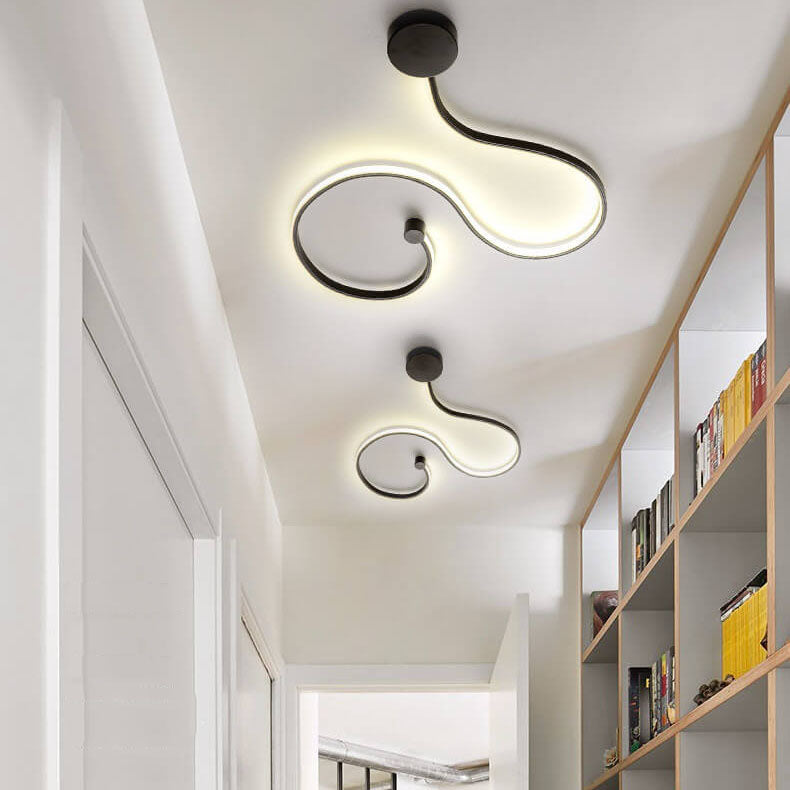 Modern Long Aluminum Snake Shaped Curved Wall Sconce