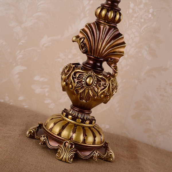 European Vintage Fabric Tassel Resin Court Table Lamp