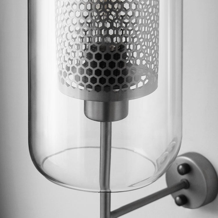 Contemporary Industrial Cylinder Glass Shade Wall Sconce