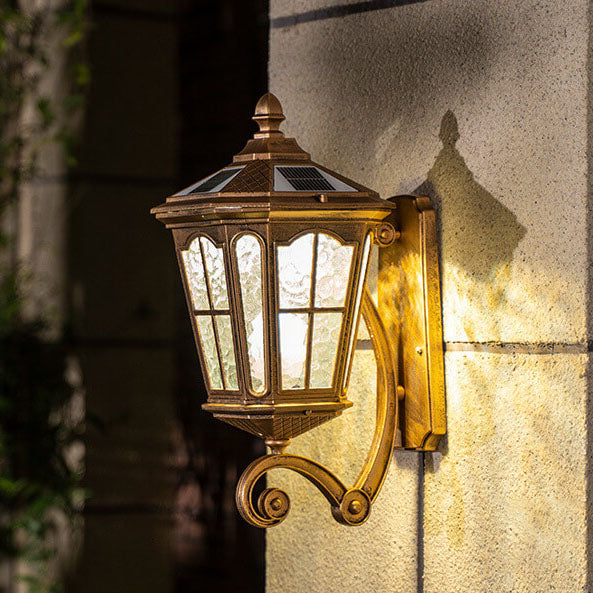 Traditional European Solar Outdoor Lantern Glass Wall Sconce