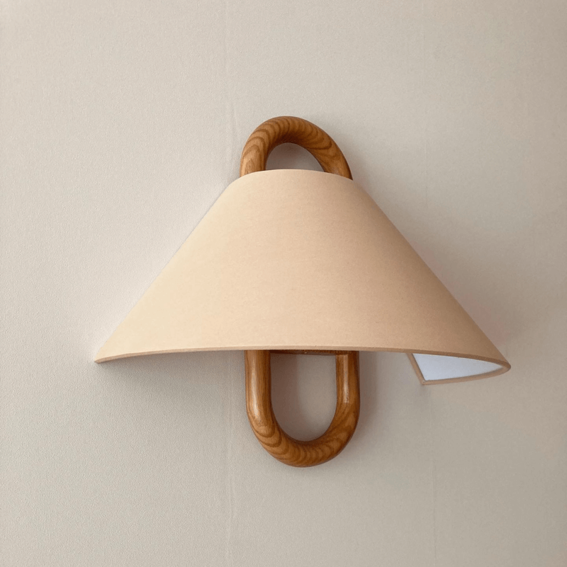 Modern Solid Wood Pleated Semi-Circle Wall Sconce