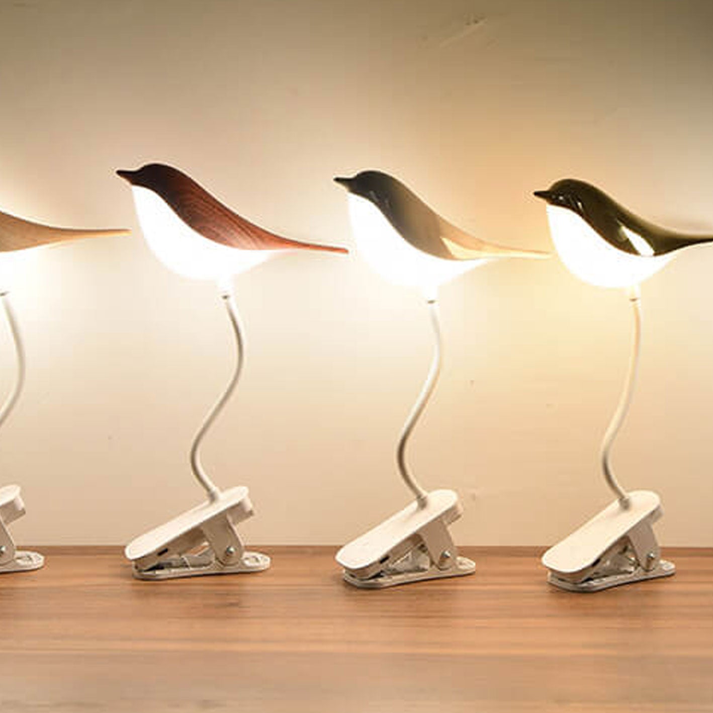 Nordic Creative Bird Clip USB Charging LED Night Table Lamp
