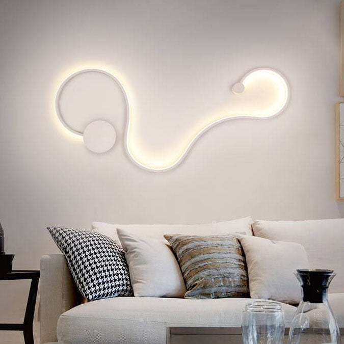 Modern Long Aluminum Snake Shaped Curved Wall Sconce
